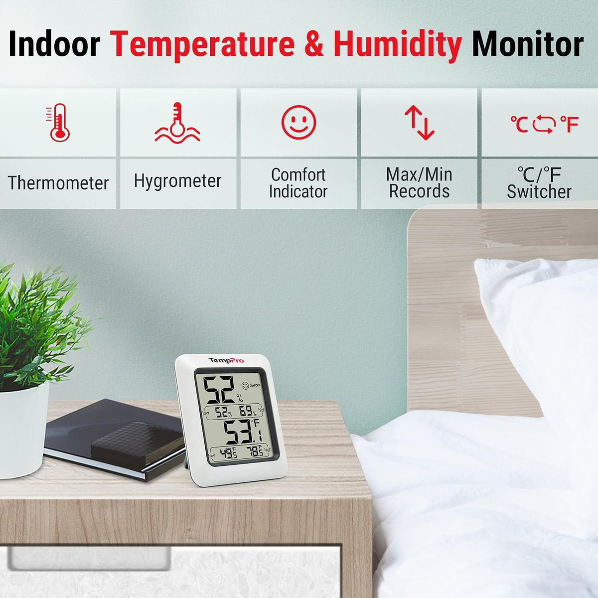 TP50 Digital Hygrometer Indoor Thermometer Room Thermometer