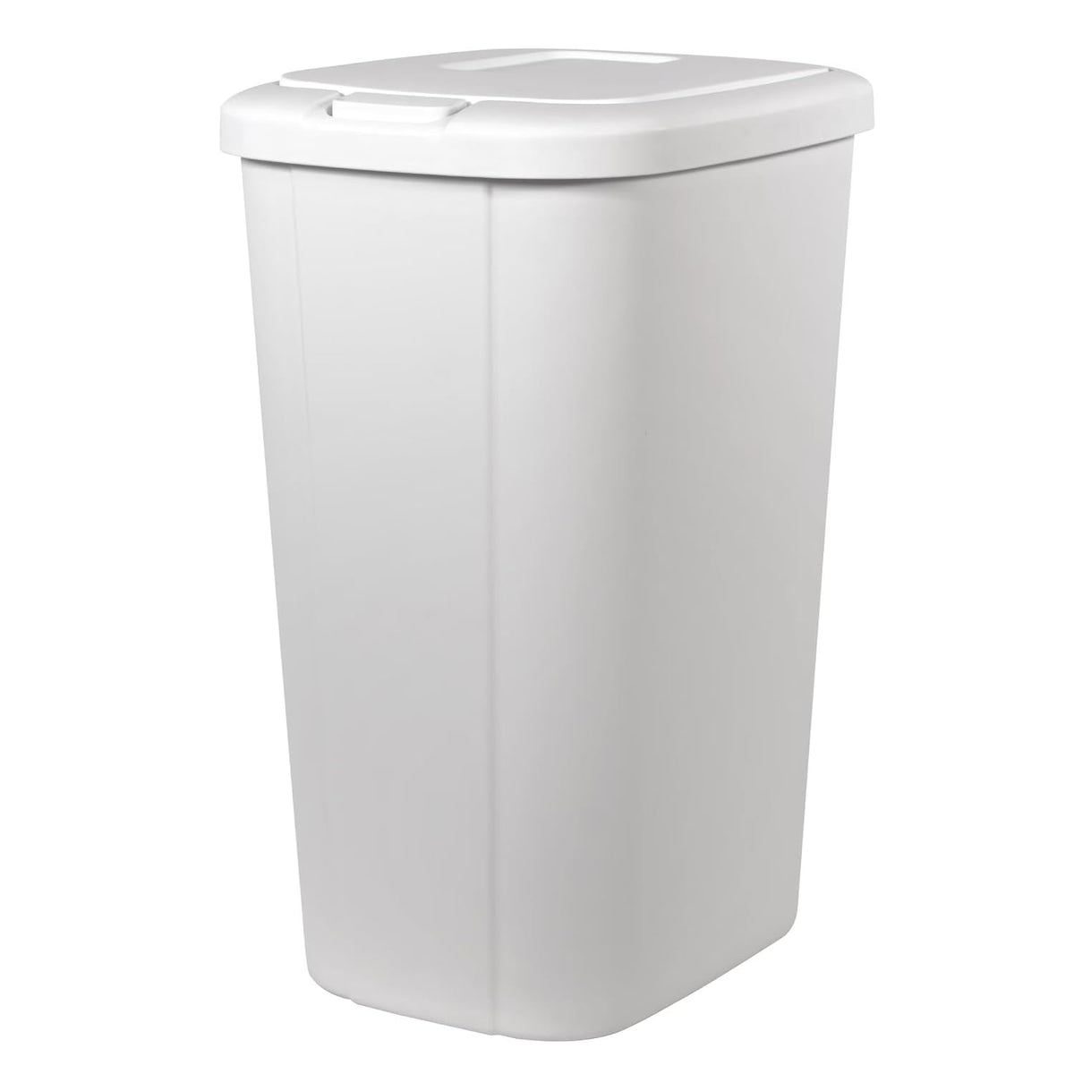 13.3 Gallon White Kitchen Trash Can, Push Button Touch Top Plastic Bin