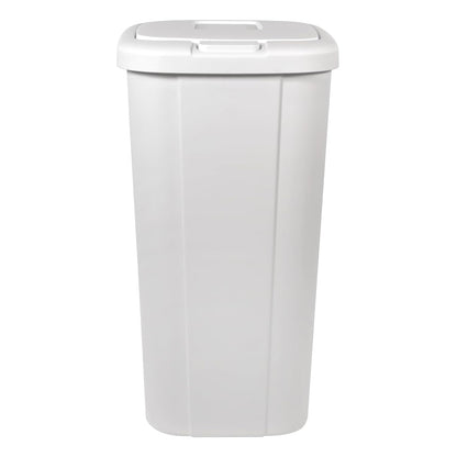 13.3 Gallon White Kitchen Trash Can, Push Button Touch Top Plastic Bin