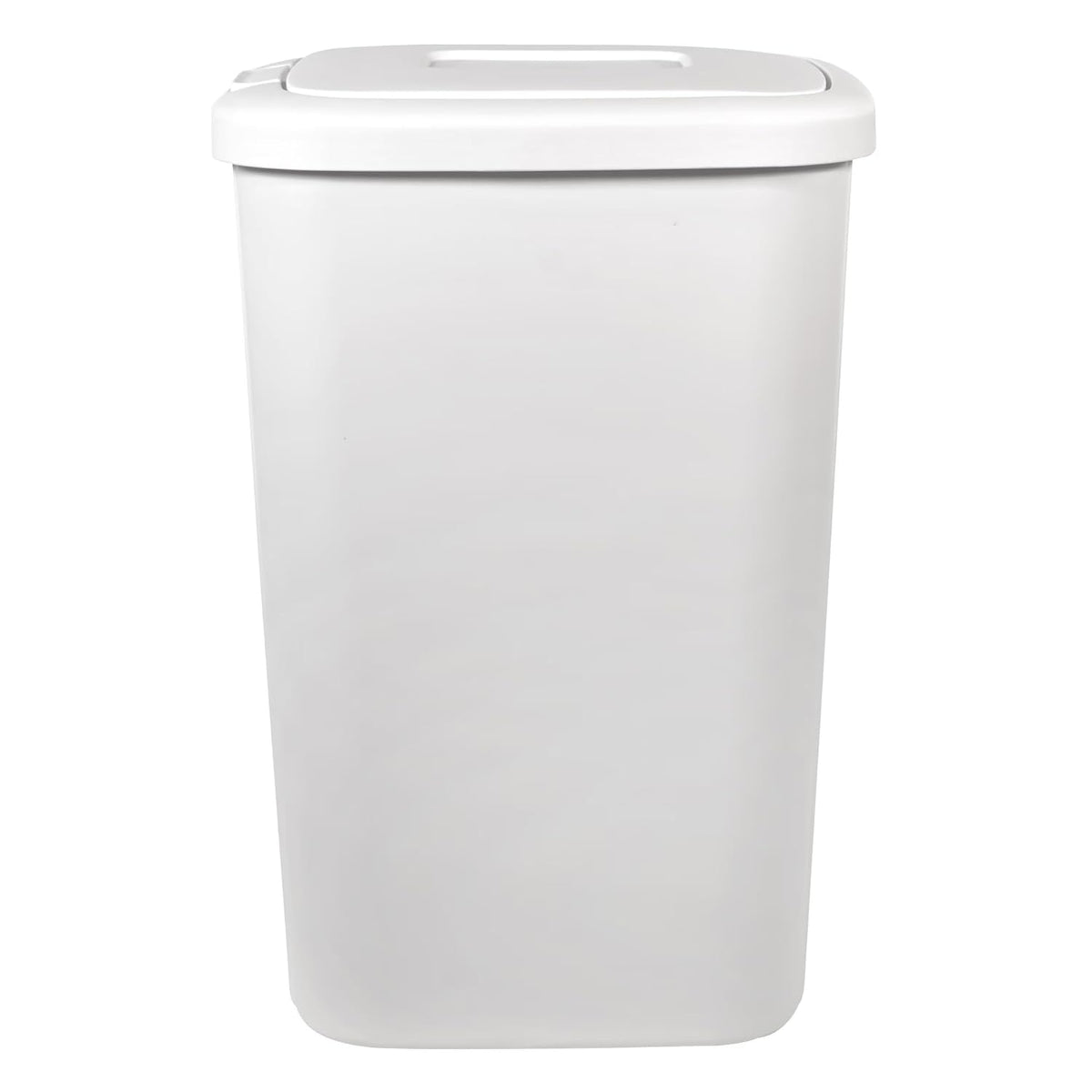 13.3 Gallon White Kitchen Trash Can, Push Button Touch Top Plastic Bin