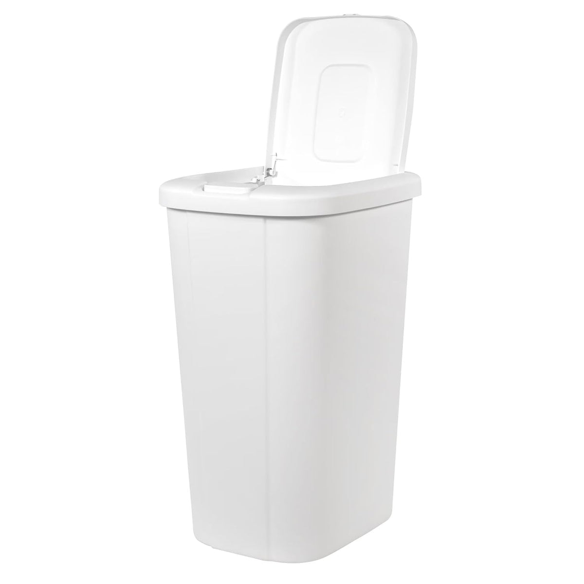 13.3 Gallon White Kitchen Trash Can, Push Button Touch Top Plastic Bin