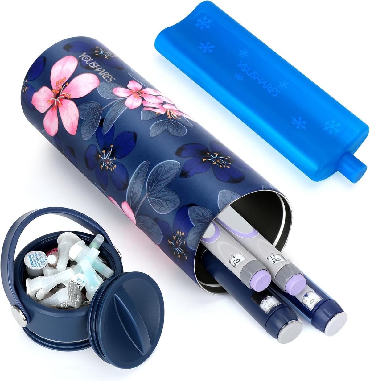 Insulin Cooler Travel Case - 48H Non-Electric Cooling Bottle with TSA Approved Ice Pack, Diabetic Medication Pen Vials Refrigerator, Medical Carry Case Portable for GLP-1 Pens