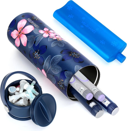 Insulin Cooler Travel Case - 48H Non-Electric Cooling Bottle with TSA Approved Ice Pack, Diabetic Medication Pen Vials Refrigerator, Medical Carry Case Portable for GLP-1 Pens