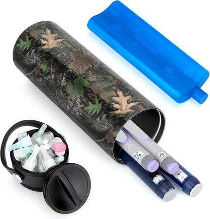 Insulin Cooler Travel Case - 48H Non-Electric Cooling Bottle with TSA Approved Ice Pack, Diabetic Medication Pen Vials Refrigerator, Medical Carry Case Portable for GLP-1 Pens