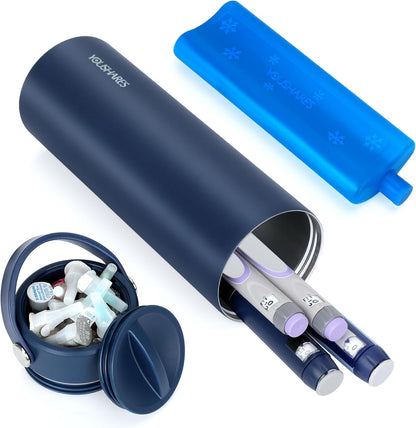 Insulin Cooler Travel Case - 48H Non-Electric Cooling Bottle with TSA Approved Ice Pack, Diabetic Medication Pen Vials Refrigerator, Medical Carry Case Portable for GLP-1 Pens