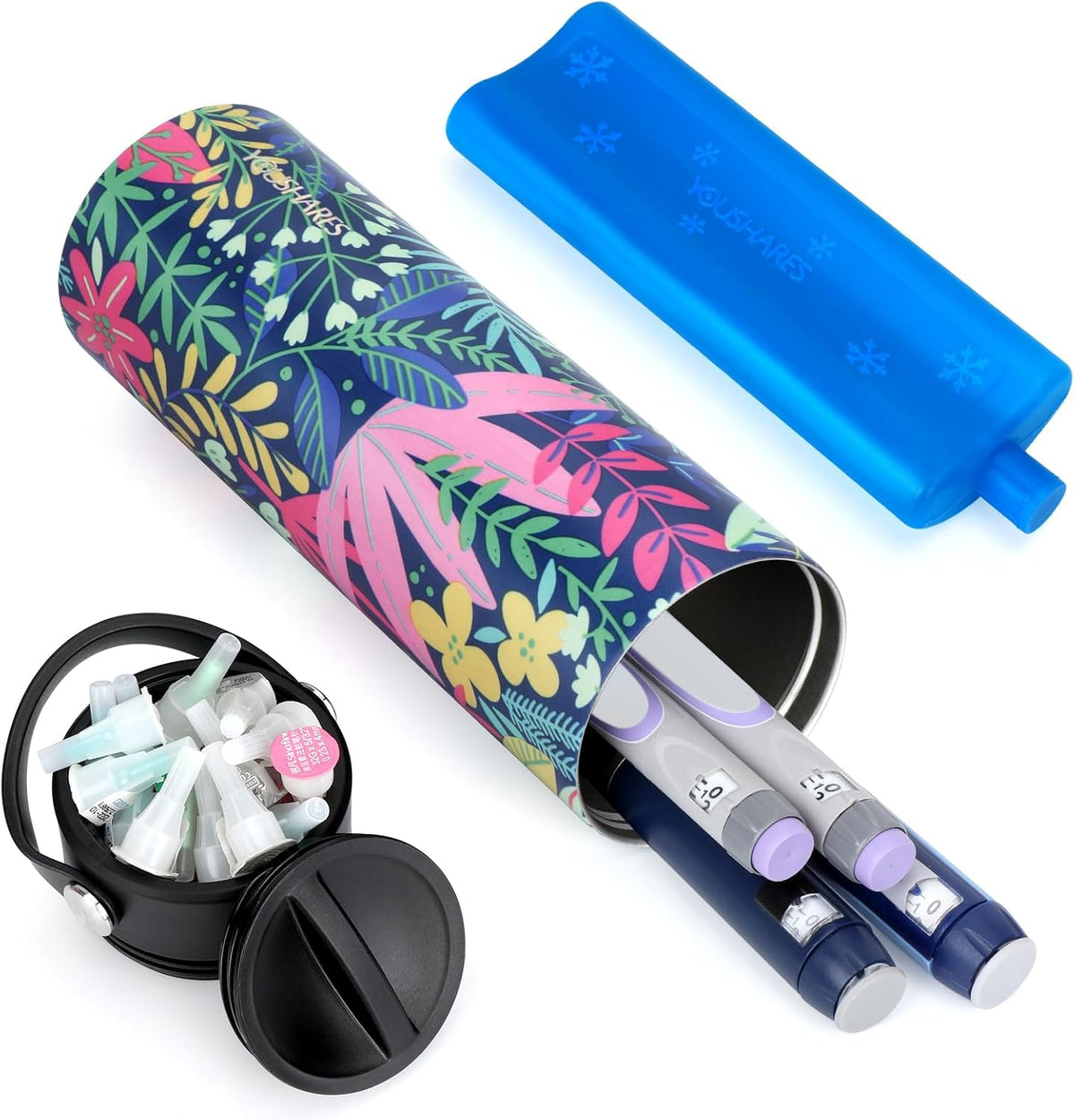 Insulin Cooler Travel Case - 48H Non-Electric Cooling Bottle with TSA Approved Ice Pack, Diabetic Medication Pen Vials Refrigerator, Medical Carry Case Portable for GLP-1 Pens