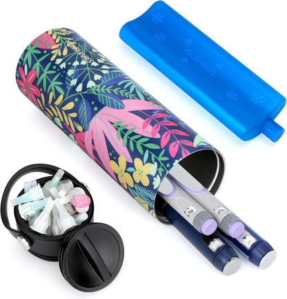 Insulin Cooler Travel Case - 48H Non-Electric Cooling Bottle with TSA Approved Ice Pack, Diabetic Medication Pen Vials Refrigerator, Medical Carry Case Portable for GLP-1 Pens