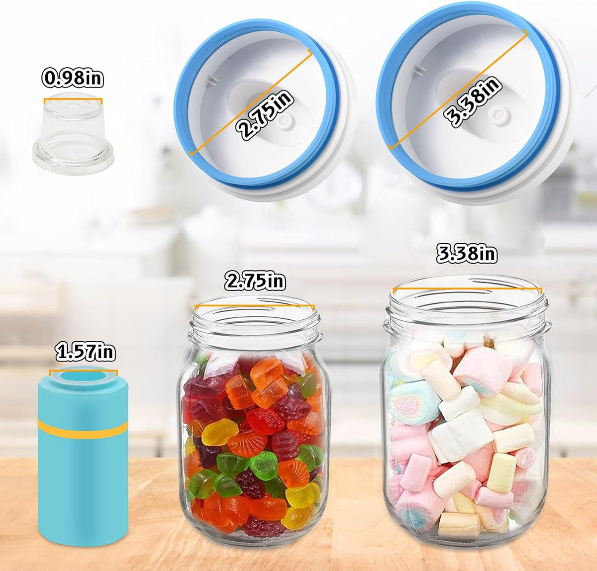 Upgraded Mason Jar Canning Sealer Kit - Sealer Set with Hoses Compatible with FoodSaver Vacuum Sealers - For Wide Mouth and Regular Mouth Jars (White)