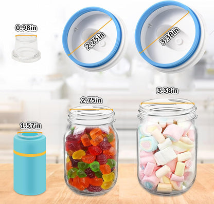 Upgraded Mason Jar Canning Sealer Kit - Sealer Set with Hoses Compatible with FoodSaver Vacuum Sealers - For Wide Mouth and Regular Mouth Jars (White)