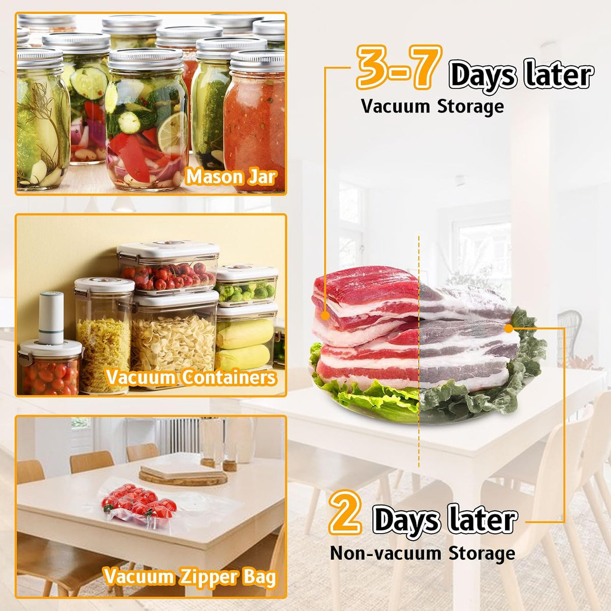 Upgraded Mason Jar Canning Sealer Kit - Sealer Set with Hoses Compatible with FoodSaver Vacuum Sealers - For Wide Mouth and Regular Mouth Jars (White)