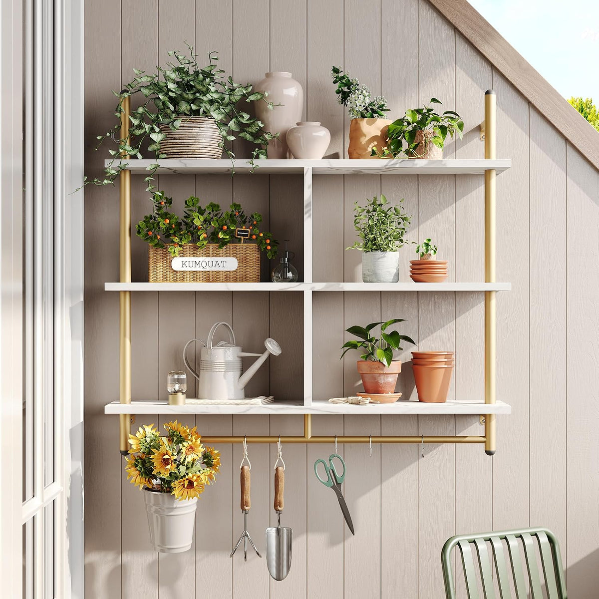 41.5" Floating Shelves for Wall 3 Tier Kitchen Shelves Wall Mounted Coffee Bar Shelf Hanging Shelf with 8 Hooks, Industrial Display Pipe Shelving for Kitchen Living Room Bathroom, Rustic Brown