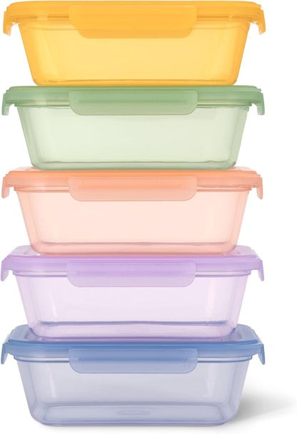 Snap & Nest 4.5 Cup Plastic Meal Prep Set, 10 Piece, Cactus Blooms