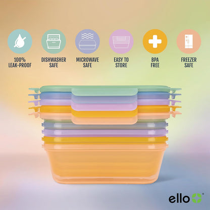 Snap & Nest 4.5 Cup Plastic Meal Prep Set, 10 Piece, Cactus Blooms