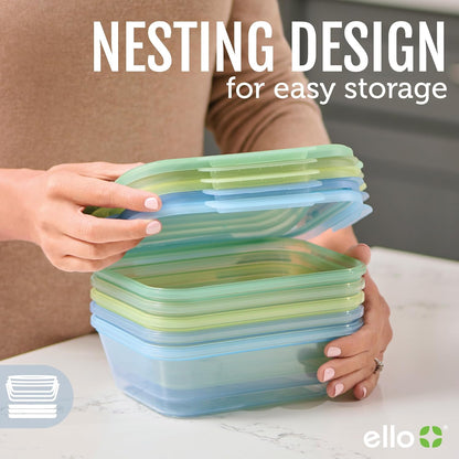 Snap & Nest 4.5 Cup Plastic Meal Prep Set, 10 Piece, Cactus Blooms