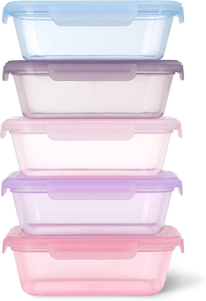 Snap & Nest 4.5 Cup Plastic Meal Prep Set, 10 Piece, Cactus Blooms
