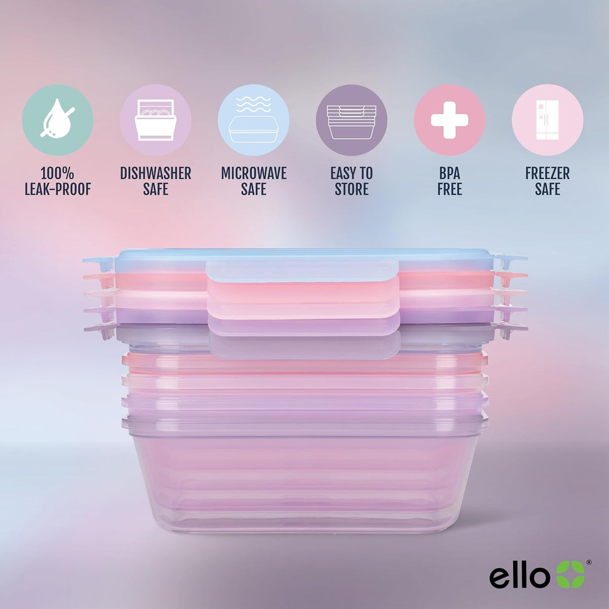 Snap & Nest 4.5 Cup Plastic Meal Prep Set, 10 Piece, Cactus Blooms