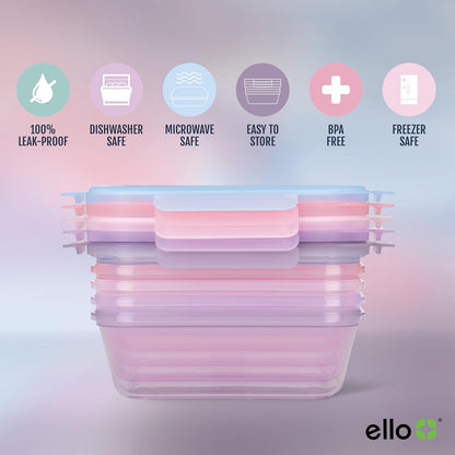 Snap & Nest 4.5 Cup Plastic Meal Prep Set, 10 Piece, Cactus Blooms