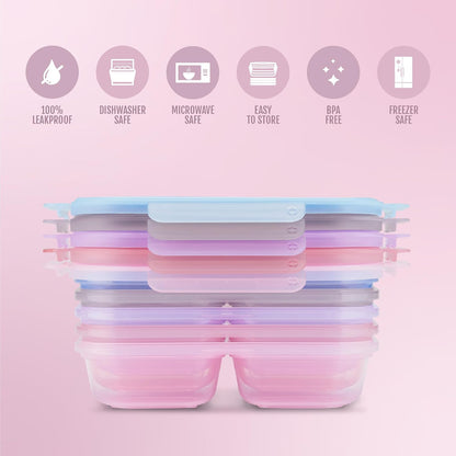 Snap & Nest 4.5 Cup Plastic Meal Prep Set, 10 Piece, Cactus Blooms