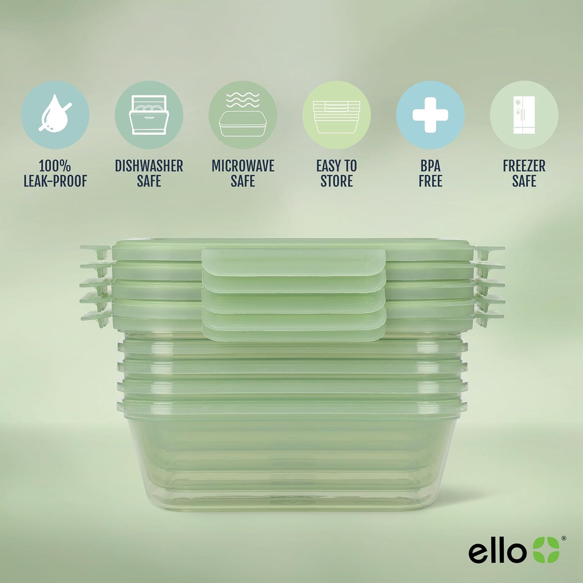 Snap & Nest 4.5 Cup Plastic Meal Prep Set, 10 Piece, Cactus Blooms