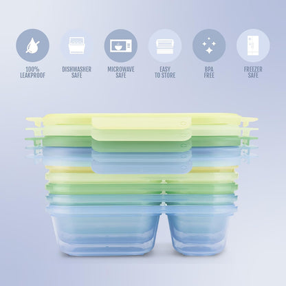 Snap & Nest 4.5 Cup Plastic Meal Prep Set, 10 Piece, Cactus Blooms