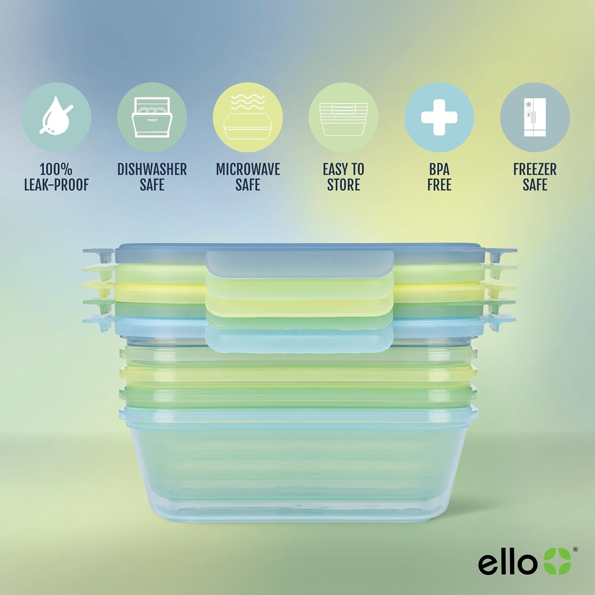 Snap & Nest 4.5 Cup Plastic Meal Prep Set, 10 Piece, Cactus Blooms