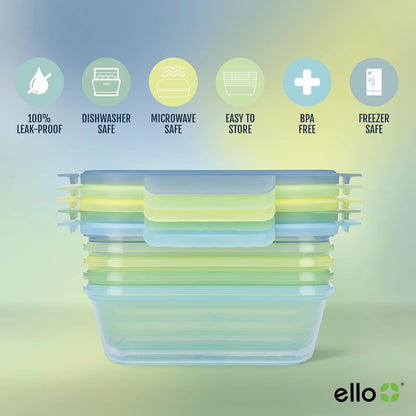 Snap & Nest 4.5 Cup Plastic Meal Prep Set, 10 Piece, Cactus Blooms