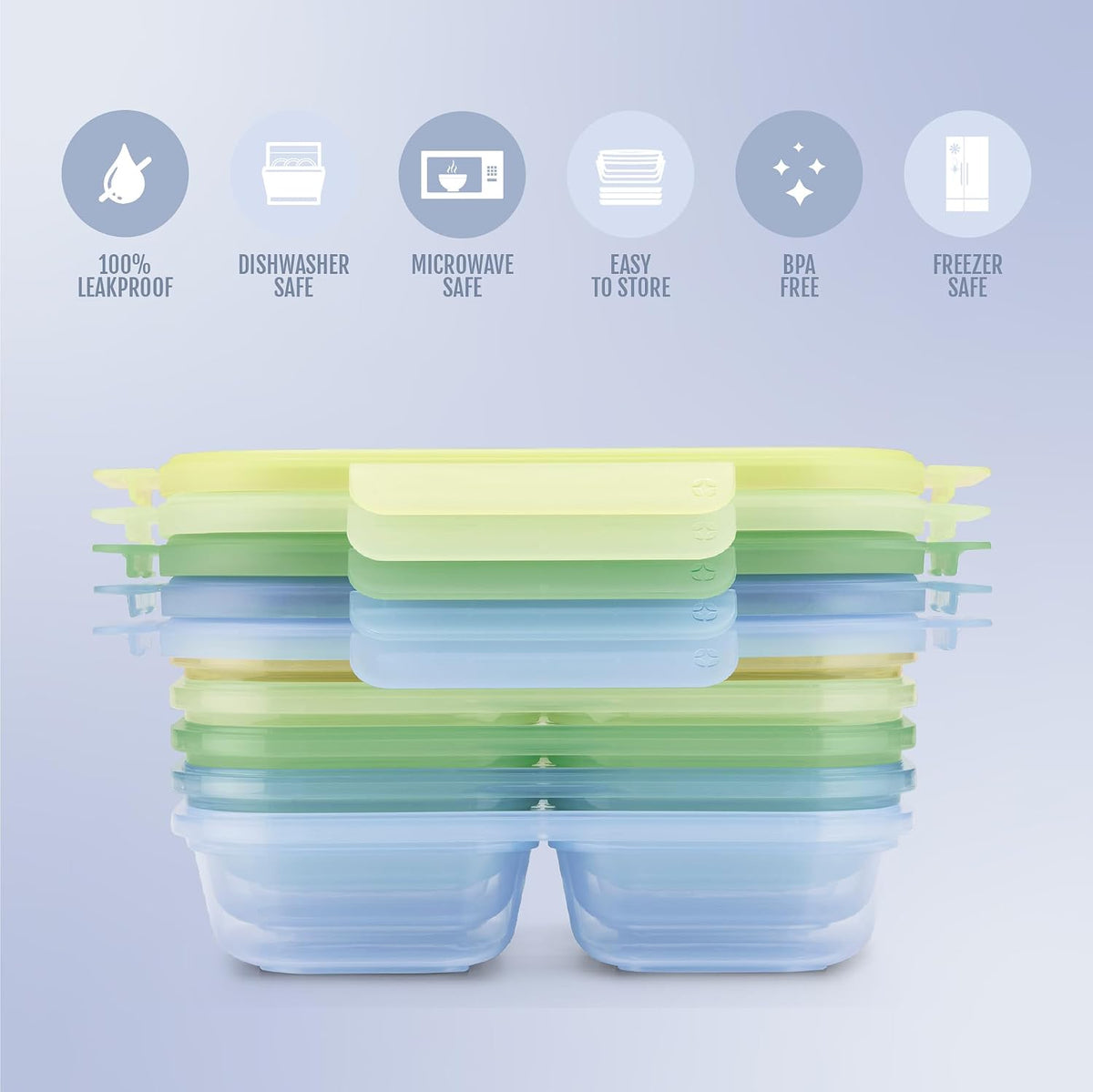 Snap & Nest 4.5 Cup Plastic Meal Prep Set, 10 Piece, Cactus Blooms