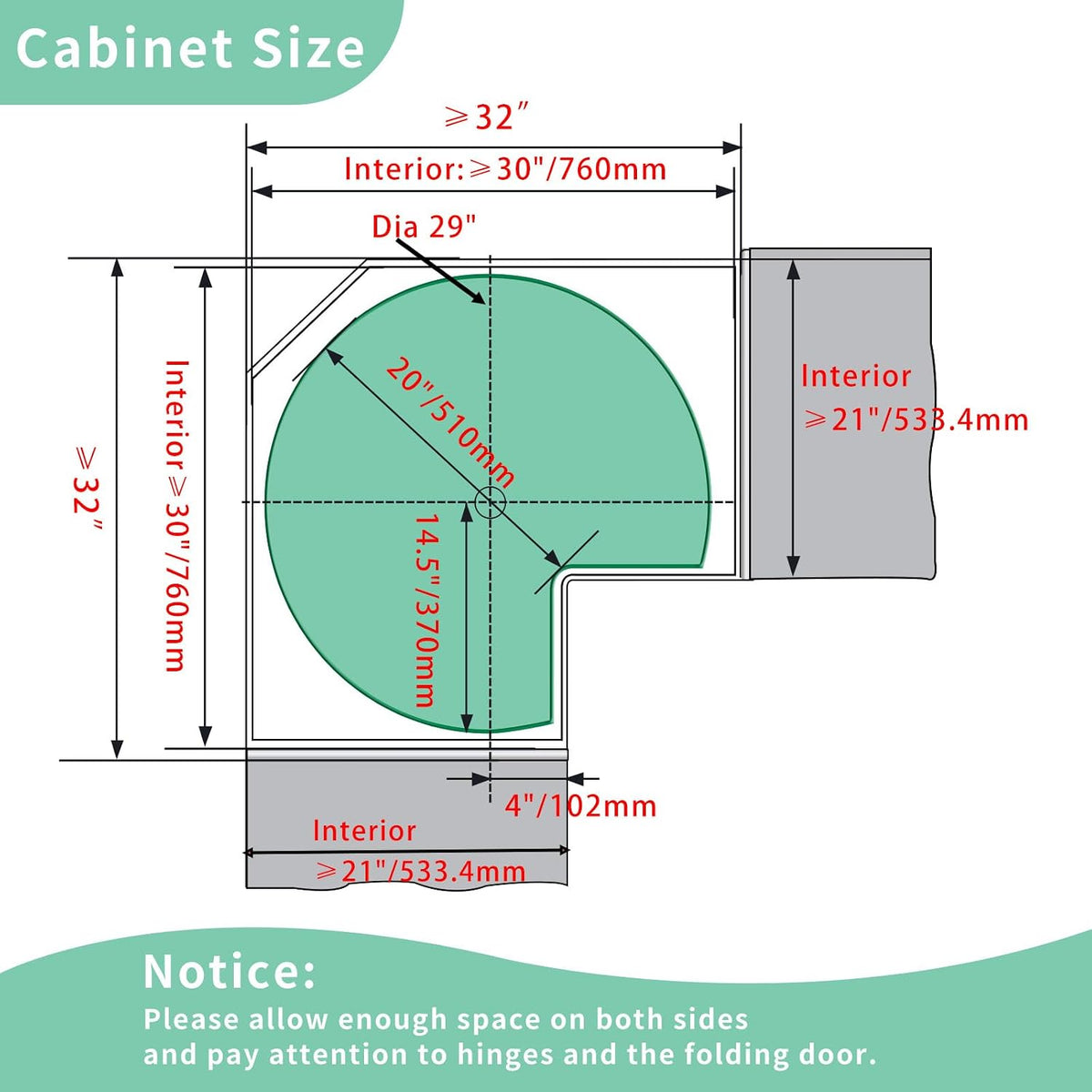 28" Lazy Susan Turntable for Kitchen Blind Corner Cabinet Organizer Kidney Shape Lazy Susan Organizers for Kitchen Rotating Tray Corner Cabinet (D=28 Inches)