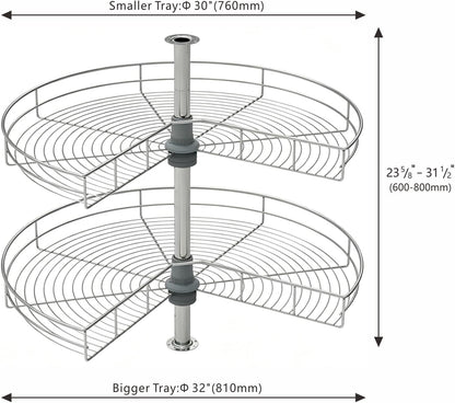 28" Lazy Susan Turntable for Kitchen Blind Corner Cabinet Organizer Kidney Shape Lazy Susan Organizers for Kitchen Rotating Tray Corner Cabinet (D=28 Inches)