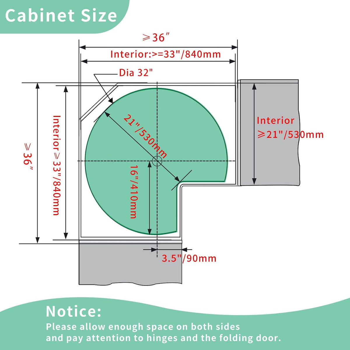 28" Lazy Susan Turntable for Kitchen Blind Corner Cabinet Organizer Kidney Shape Lazy Susan Organizers for Kitchen Rotating Tray Corner Cabinet (D=28 Inches)