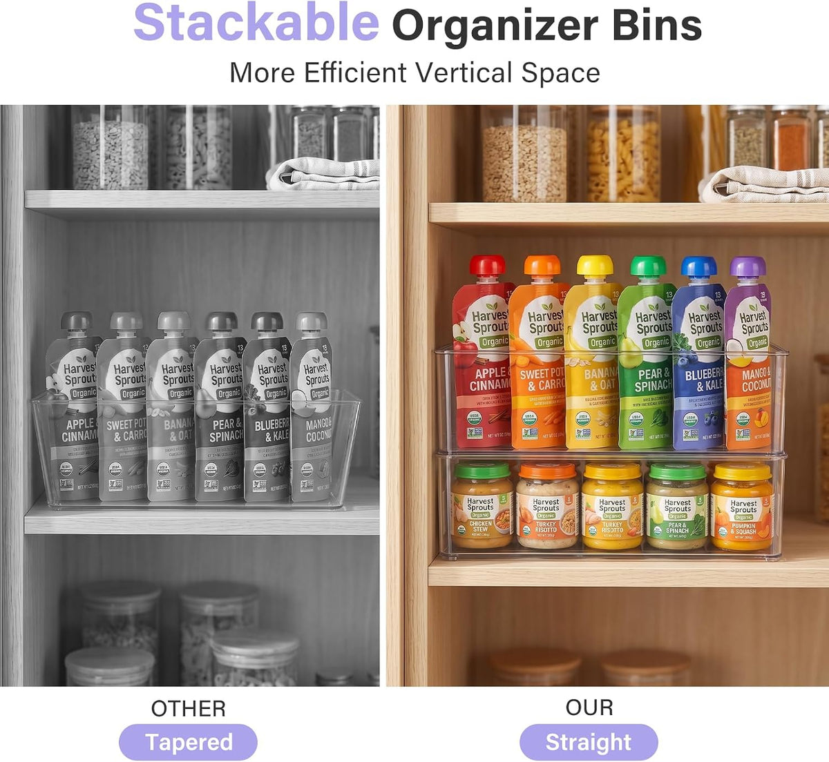 4 Pcs Storage Container Breastmilk for Fridge, Clear Organizer Bins for Milk Bags, Plastic Storage Bins for Freezer,Pantry, Bottles Bathroom, Vanity, Drawer and Yogurts,4.4" Wide