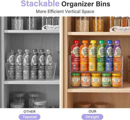 4 Pcs Storage Container Breastmilk for Fridge, Clear Organizer Bins for Milk Bags, Plastic Storage Bins for Freezer,Pantry, Bottles Bathroom, Vanity, Drawer and Yogurts,4.4" Wide