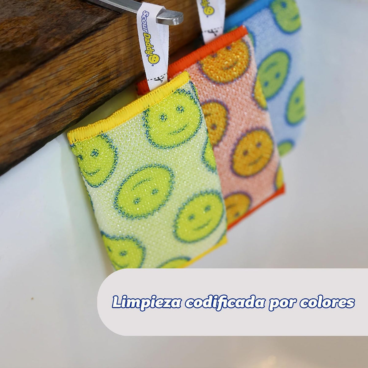 Scour Daddy Style, Scourers Non Scratch Scrubbing Sponge, Scouring Pads, Kitchen Sponges for Dishes, Dishwashing Pan Scrubber, Cleaning Supplies, Dish Sponges for Washing up, Pack of 2