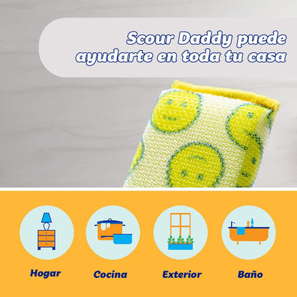 Scour Daddy Style, Scourers Non Scratch Scrubbing Sponge, Scouring Pads, Kitchen Sponges for Dishes, Dishwashing Pan Scrubber, Cleaning Supplies, Dish Sponges for Washing up, Pack of 2