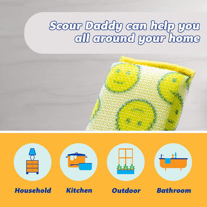 Scour Daddy Style, Scourers Non Scratch Scrubbing Sponge, Scouring Pads, Kitchen Sponges for Dishes, Dishwashing Pan Scrubber, Cleaning Supplies, Dish Sponges for Washing up, Pack of 2