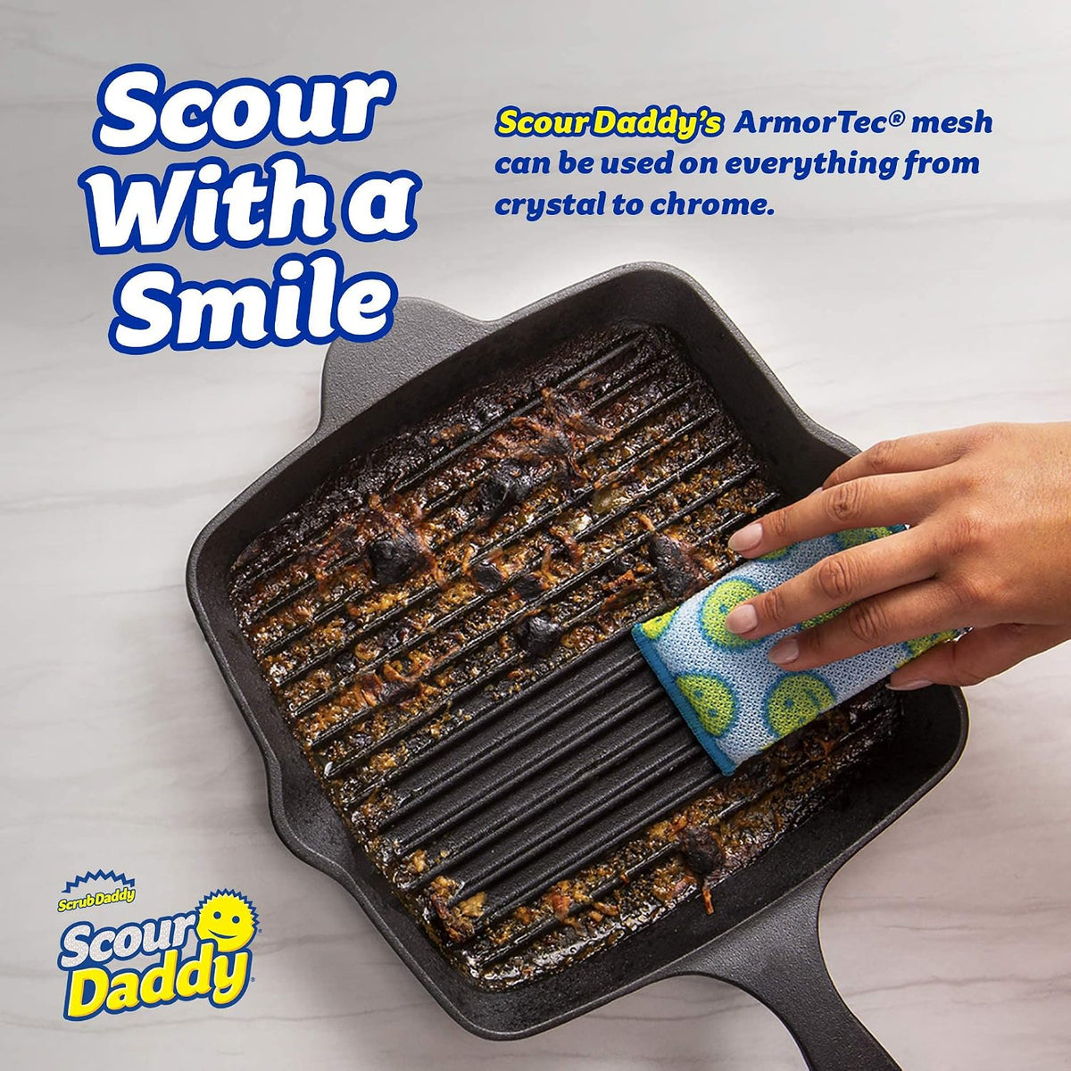 Scour Daddy Style, Scourers Non Scratch Scrubbing Sponge, Scouring Pads, Kitchen Sponges for Dishes, Dishwashing Pan Scrubber, Cleaning Supplies, Dish Sponges for Washing up, Pack of 2