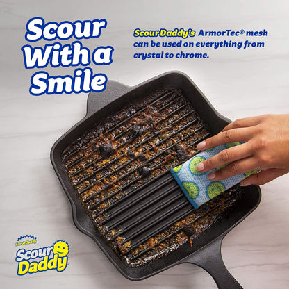 Scour Daddy Style, Scourers Non Scratch Scrubbing Sponge, Scouring Pads, Kitchen Sponges for Dishes, Dishwashing Pan Scrubber, Cleaning Supplies, Dish Sponges for Washing up, Pack of 2