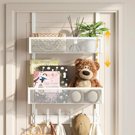 Over the Door Hooks Organizer,Door Hanger Fits Doors 1 3/4" White