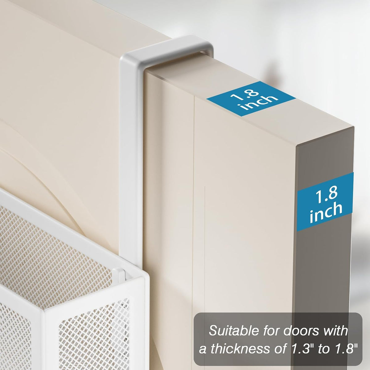 Over the Door Hooks Organizer,Door Hanger Fits Doors 1 3/4" White