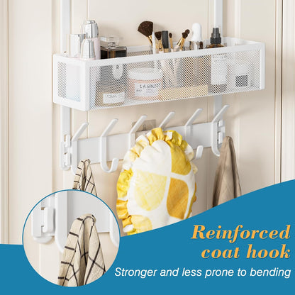 Over the Door Hooks Organizer,Door Hanger Fits Doors 1 3/4" White