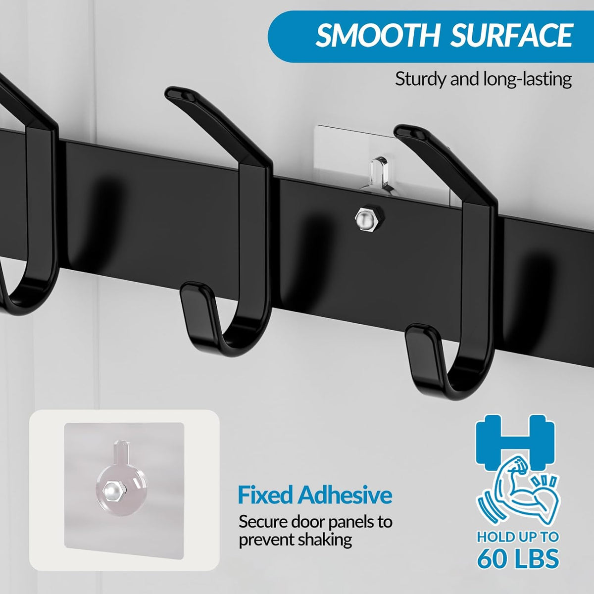 Over the Door Hooks Organizer,Door Hanger Fits Doors 1 3/4" White