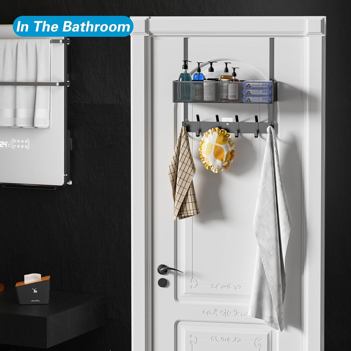 Over the Door Hooks Organizer,Door Hanger Fits Doors 1 3/4" White