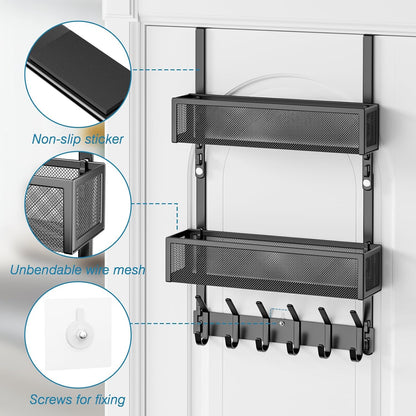 Over the Door Hooks Organizer,Door Hanger Fits Doors 1 3/4" White