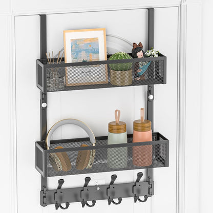 Over the Door Hooks Organizer,Door Hanger Fits Doors 1 3/4" White