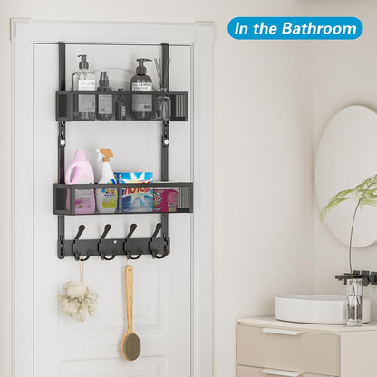 Over the Door Hooks Organizer,Door Hanger Fits Doors 1 3/4" White