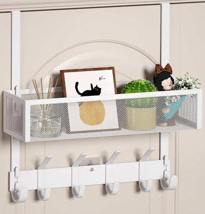 Over the Door Hooks Organizer,Door Hanger Fits Doors 1 3/4" White