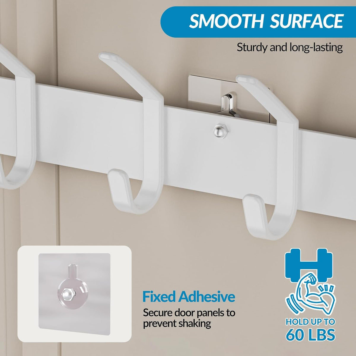 Over the Door Hooks Organizer,Door Hanger Fits Doors 1 3/4" White