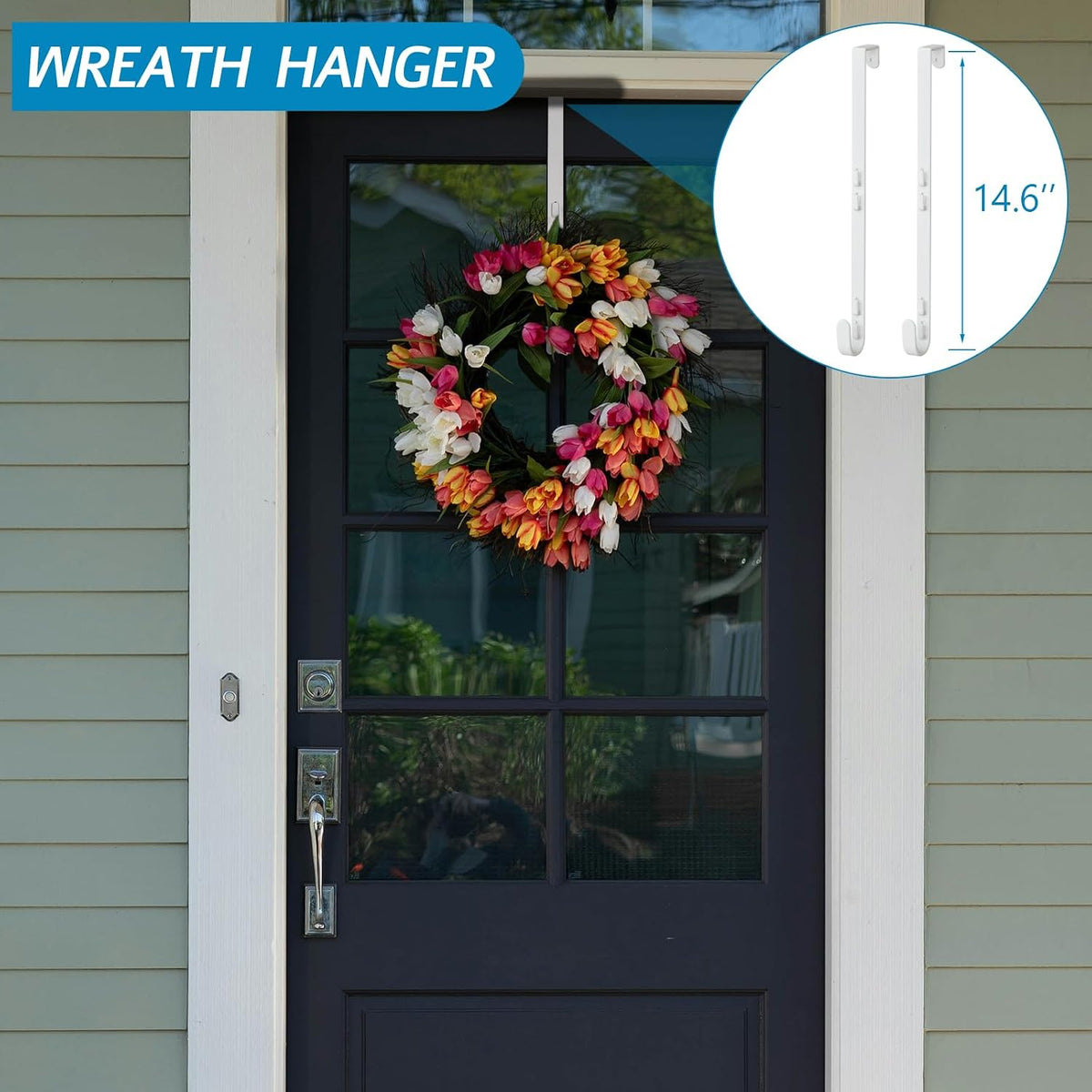Over the Door Hooks Organizer,Door Hanger Fits Doors 1 3/4" White