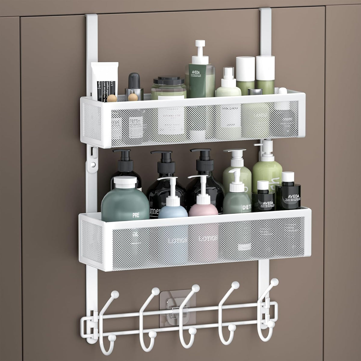 Over the Door Hooks Organizer,Door Hanger Fits Doors 1 3/4" White