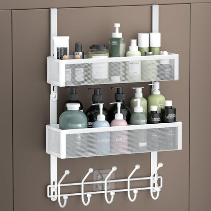 Over the Door Hooks Organizer,Door Hanger Fits Doors 1 3/4" White